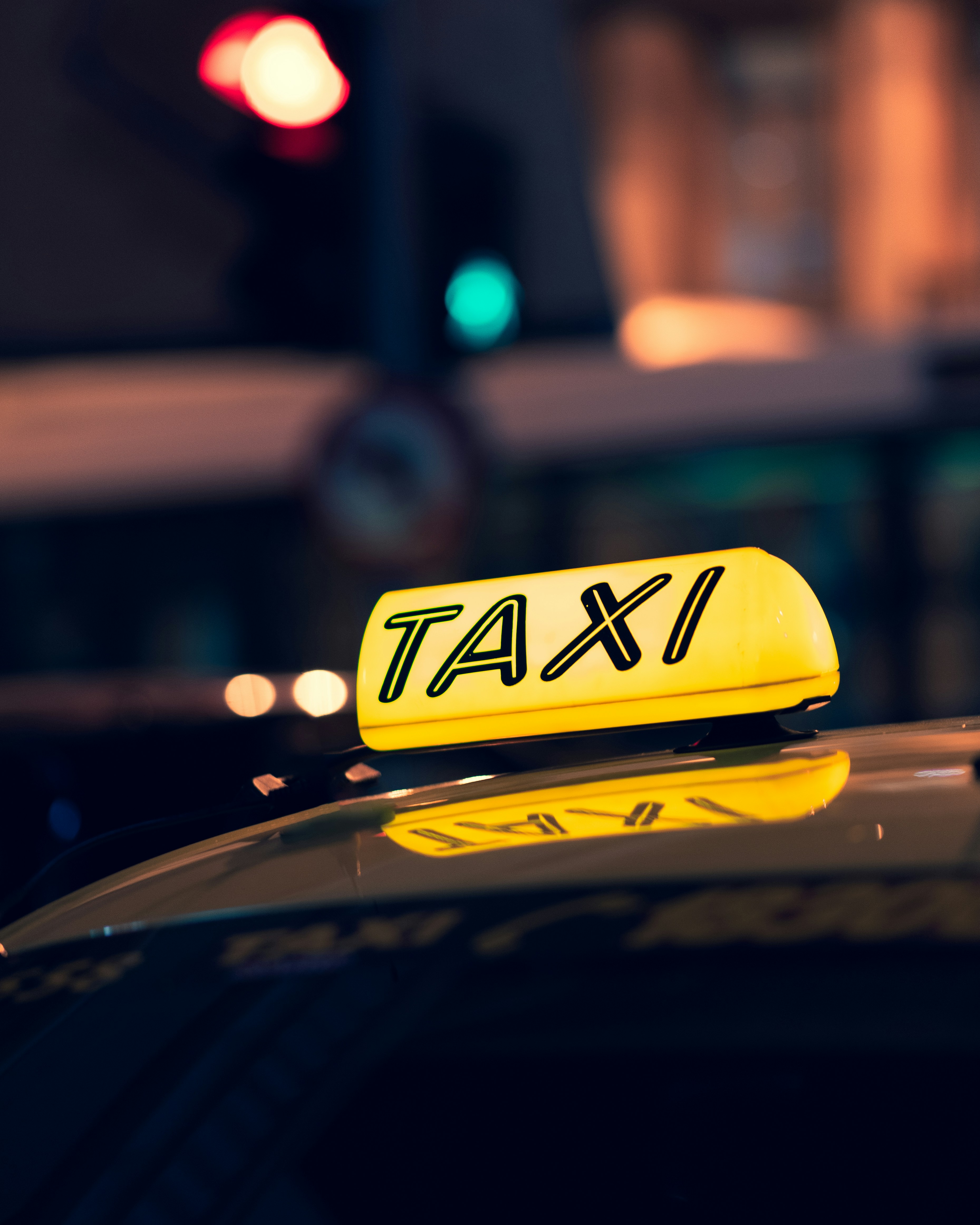 Taxi driving on the road